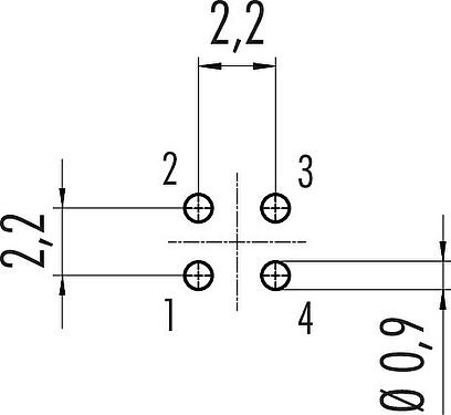 导体结构 M9 孔头法兰座, 极数: 4, 非屏蔽, THT, IP40, M9x0,5, 板前安装