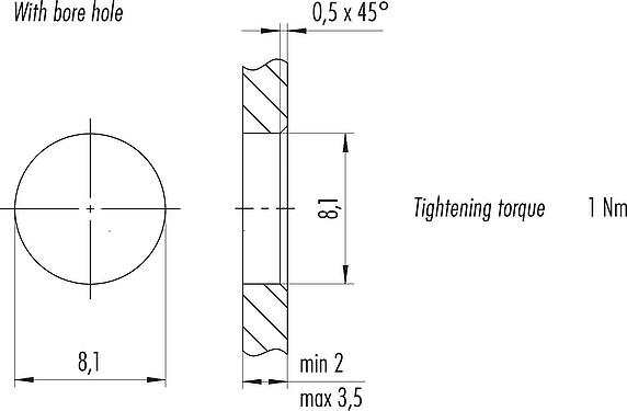安装说明 M8 Male panel mount connector, Contacts: 12, shieldable, THT, IP67/IP69K, UL 2238, M10x0.75, Rear mounting, potted