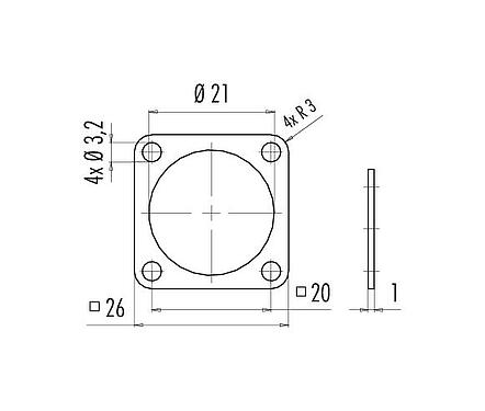 比例图 04 0107 071 - M12-A/B/D/K/K/L/S/T/US/X----金属方形法兰塞垫片；713/715/763/766/813/814/815/825/866/876系列。
