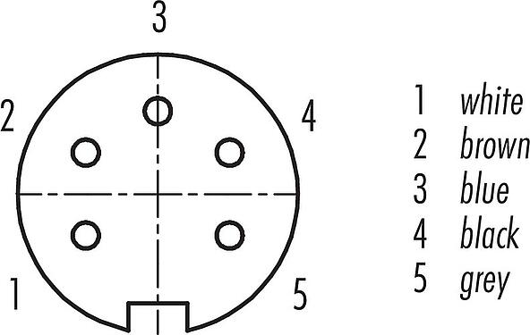 联系安排 (外掛程式側) M16 直头孔头电缆连接器, 极数: 5 (05-a), 非屏蔽, 预铸电缆, IP67, PUR, 黑色, 5x0.25mm², 2m