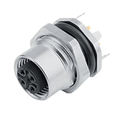 Illustration 86 0532 1120 00004 - M12 Female panel mount connector, Contacts: 4, shieldable, THT, IP68, UL, PG 9, Rear Mounting