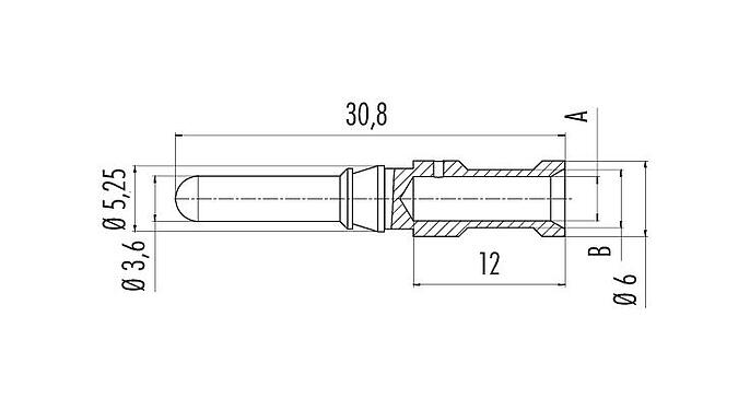 Scale drawing 61 1285 139 - Bayonet HEC - Pin contact for 4+PE version, 100 pcs.; Series 696