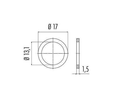 比例图 16 1125 071 - M12-A/B/D/K/K/L/S/T/US/X - 用于安装螺纹的平垫圈，M16 x 1.5，PG9；713/715/763/766/813/814/815/825/866/876系列。