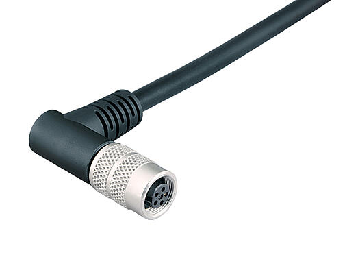 插图 79 1410 72 04 - M9 弯角孔头电缆连接器, 极数: 4, 屏蔽, 预铸电缆, IP67, PUR, 黑色, 5x0.25mm², 2m