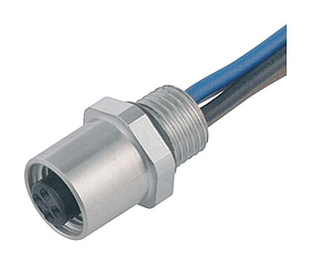 Illustration 09 3106 00 03 - M5 Female panel mount connector, Contacts: 3, unshielded, single wires, IP67