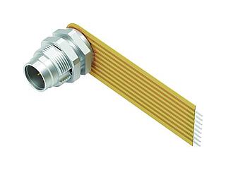M9 Male panel mount connector, Contacts: 7, unshielded, THT, IP40, M9x0,5, Rear mounting
