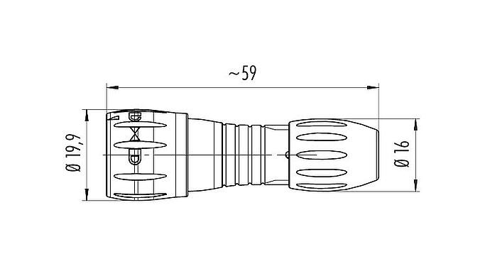 比例图 99 0771 001 08 - 卡扣式 直头针头电缆连接器, 极数: 8, 4.0-6.0mm, 非屏蔽, 焊接, IP67