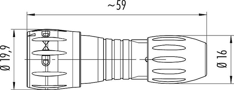 Scale drawing Bayonet Male cable connector, Contacts: 8, 4.0-6.0 mm, unshielded, solder, IP67
