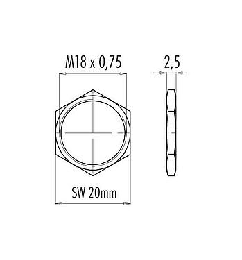 Scale drawing 01 0146 001 - M16 IP67 - hex nut