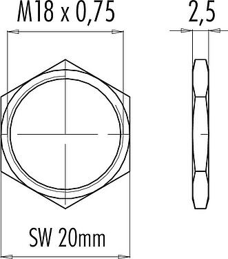 Scale drawing 01 0146 001 - M16 IP67 - hex nut