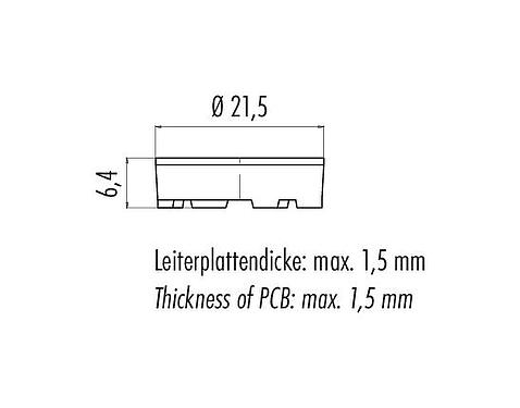 Scale drawing 02 0007 000 - M16 IP40 / M16 IP67 - Spacer sleeve for flange connectors, dip solder version, 2-19 poles; Series 423/425/581/680/682/723