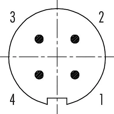 联系安排 (外掛程式側) Push Pull 针头法兰座, 极数: 4, 非屏蔽, 焊接, IP67, M14x0,5, 板前安装