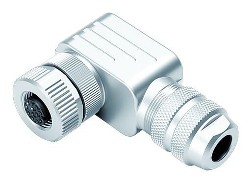 Illustration M12 Female angled connector, Contacts: 12, 6.0-8.0 mm, shieldable, solder, IP67, UL 2238, with shielding ring