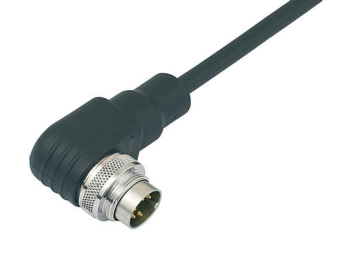 3D视图 79 6271 200 08 - M16 弯角针头电缆连接器, 极数: 8 (08-a), 非屏蔽, 预铸电缆, IP67, PUR, 黑色, 8x0.25mm², 2m