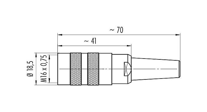 Scale drawing M16 Female cable connector, Contacts: 4 (04-a), 6.0-8.0 mm, shieldable, screw clamp, IP40