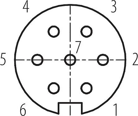 Contact arrangement (Plug-in side) M16 Female panel mount connector, Contacts: 7 (07-a), unshielded, solder, IP67, UL 2238, M18x0,75, Rear mounting