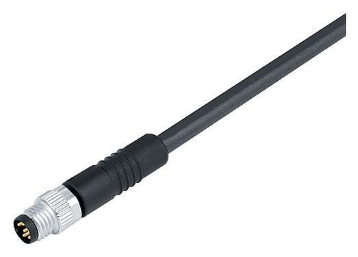 插图 M8 直头针头电缆连接器, 极数: 8, 非屏蔽, 预铸电缆, IP67/IP69K, UL 2238, PUR, 黑色, 8x0.25mm², 5m