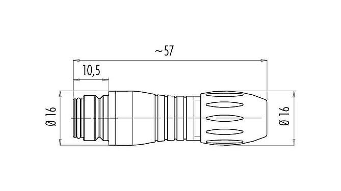 比例图 Snap-in 快插 直头孔头电缆连接器, 极数: 8, 4.0-6.0mm, 非屏蔽, 焊接, IP67, UL 2238, VDE