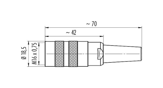 Scale drawing M16 Female cable connector, Contacts: 4 (04-a), 4.0-6.0 mm, shieldable, crimping (Crimp contacts must be ordered separately), IP40