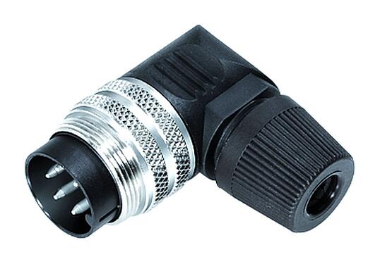 插图 M16 弯角针头电缆连接器, 极数: 7 (07-a), 4.0-6.0mm, 非屏蔽, 焊接, IP40