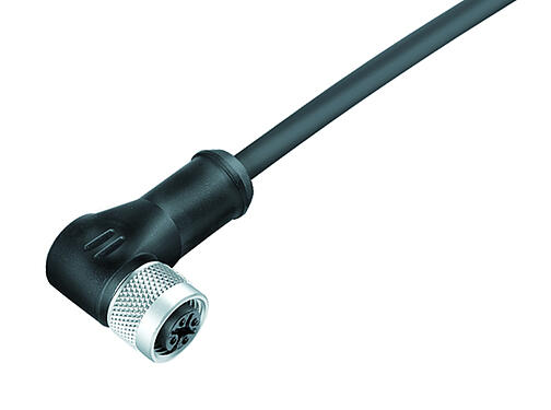Illustration 77 3534 0000 50705-0500 - M12 Female angled connector, Contacts: 5, shielded, moulded on the cable, IP67, UL, PUR, black, 5 x 0.25 mm², 5 m