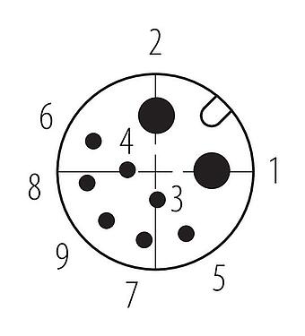 联系安排 (外掛程式側) 86 7047 0000 00009 - M12 集成插头, 极数: 2+7, 焊接, IP67对插且固定时-混合连接器