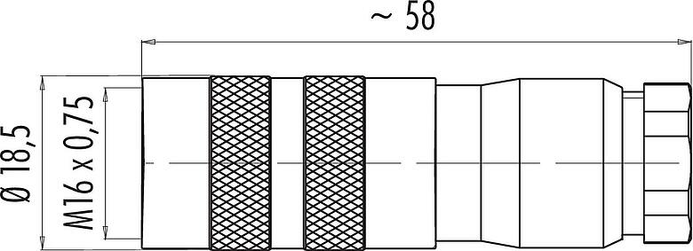 比例图 M16 直头孔头电缆连接器, 极数: 4 (04-a), 6.0-8.0mm, 可接屏蔽, 焊接, IP67, UL 2238