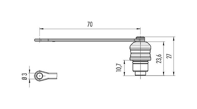Scale drawing 08 2966 000 000 - Push-pull - protective cap for female panel mount connector / male panel mount connector; Series 430