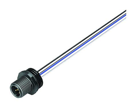 Illustration 76 4331 0011 00005-0200 - M12 Male panel mount connector, Contacts: 5, unshielded, single wires, IP67, UL 2238, M16x1.5, Front mounting