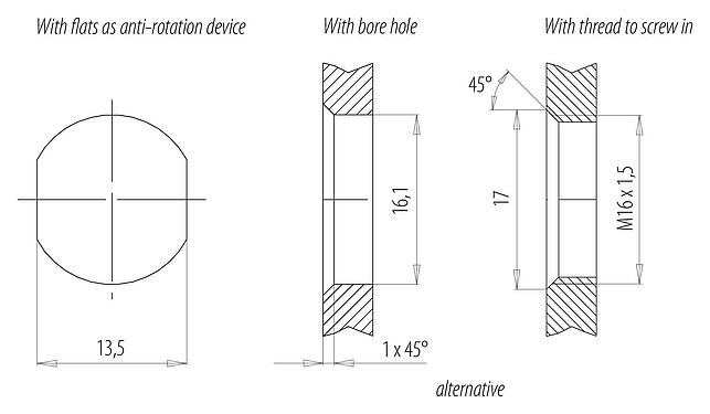 Assembly instructions / Panel cut-out 76 0245 0136 00035-0200 - M12 Male panel mount connector, Contacts: 5, unshielded, single wires, IP68, UL 2238, M16x1.5