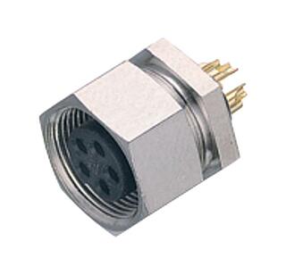 M9 Female panel mount connector, Contacts: 8, unshielded, M9x0,5, Front mounting