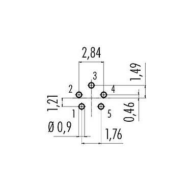 Conductor layout 09 9792 20 05 - Snap-In Female panel mount connector, Contacts: 5, unshielded, THT, IP40