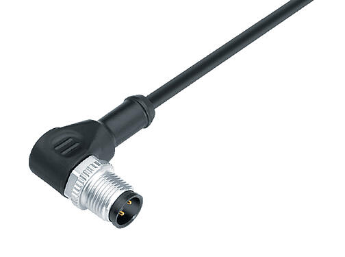 Illustration 77 3427 0000 50005-0500 - M12 Male angled connector, Contacts: 5, unshielded, moulded on the cable, IP69K, UL, PUR, black, 5 x 0.34 mm², 5 m