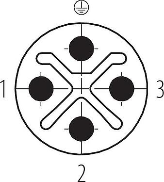 联系安排 (外掛程式側) M12 直头针头电缆连接器, 极数: 3+PE, 8.0-10.0mm, 非屏蔽, 螺钉接线, IP67, UL 2238, VDE