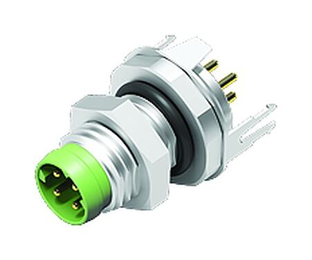 Illustration M8 Male panel mount connector, Contacts: 4, shieldable, THT, IP67, M8x1.0, Rear mounting, potted