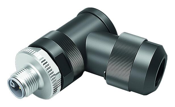 Illustration (may vary) M12 Male angled connector, Contacts: 4+FE, 8.0-13.0 mm, unshielded, screw clamp, IP67, M12x1.0, for the power supply, UL 2237 in preparation, with PE connection