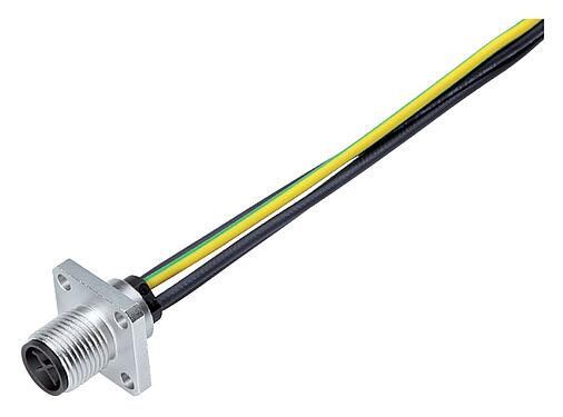 插图 76 2941 0136 00034-0200 - M12 针头方型法兰座, 极数: 4, 非屏蔽, 带导线, IP40, UL 2238, M3 (4x), 板前安装