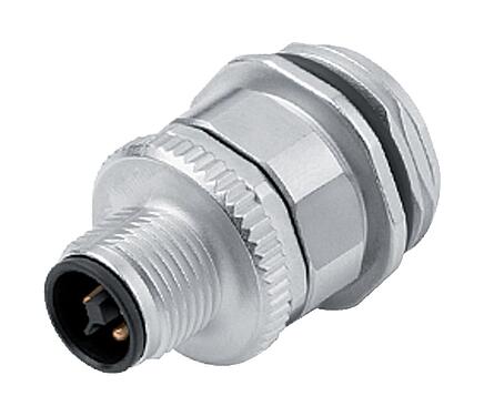 插图 M12 针头法兰座, 极数: 4, 非屏蔽, 螺钉接线, IP68, UL 2238, VDE, M20x1.5, 板前安装