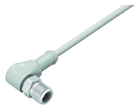 Illustration M12 Male angled connector, Contacts: 12, unshielded, moulded on the cable, IP67/IP69K, UL 2238, Ecolab, PVC, grey, 12 x 0.25 mm², stainless steel, 2 m