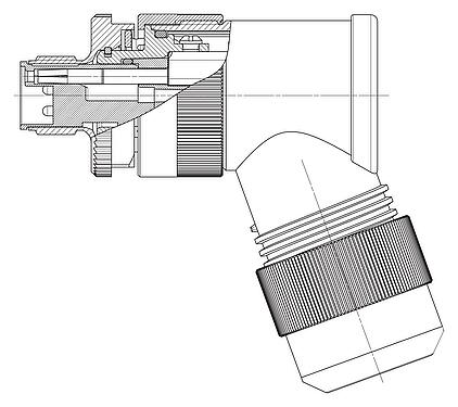 Scale drawing 99 0639 370 05 - M12 Male angled connector, Contacts: 4+FE, 8.0-13.0 mm, unshielded, screw clamp, IP67, M12x1.0, for the power supply, UL 2237 in preparation, with PE connection