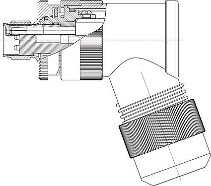 Scale drawing M12 Male angled connector, Contacts: 4+FE, 8.0-13.0 mm, unshielded, screw clamp, IP67, M12x1.0, for the power supply, UL 2237 in preparation, with PE connection