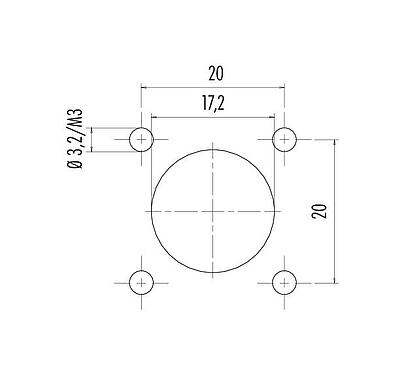 Assembly instructions / Panel cut-out M16 Square male panel mount connector, Contacts: 4 (04-a), unshielded, crimping (Crimp contacts must be ordered separately), IP67, UL 2238, M3 (4x), Front mounting