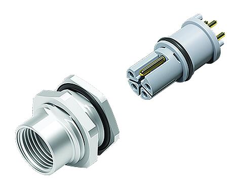 Illustration 99 0642 10 05 - M12 Female panel mount connector, Contacts: 4+FE, unshielded, THR, IP67, UL, M16x1.5, Front mounting