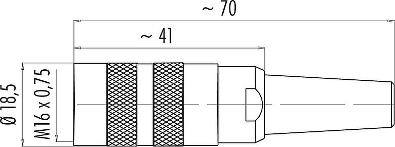比例图 M16 直头孔头电缆连接器, 极数: 4 (04-a), 4.0-6.0mm, 可接屏蔽, 焊接, IP40