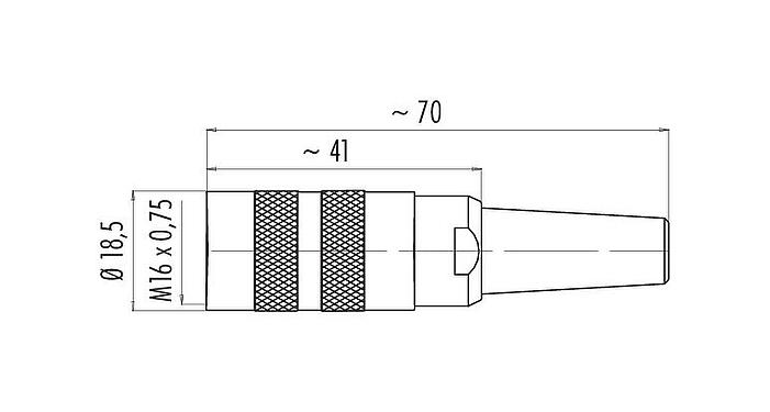 比例图 M16 直头孔头电缆连接器, 极数: 6 (06-a), 4.0-6.0mm, 可接屏蔽, 焊接, IP40