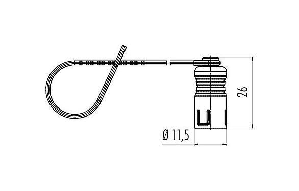 Scale drawing 08 2823 000 000 - Snap-In IP67 protection cap for cable socket; series 620