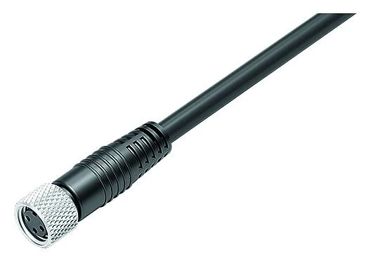 Illustration 77 3506 0000 50004-0200 - M8 Female cable connector, Contacts: 4, shielded, moulded on the cable, IP67, PUR, black, 4 x 0.34 mm², 2 m