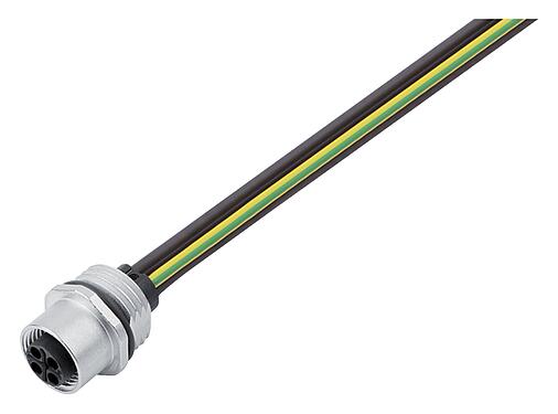 Illustration 76 0242 0136 00033-0200 - M12 Female panel mount connector, Contacts: 3, unshielded, single wires, IP68, UL 2238, M16x1.5