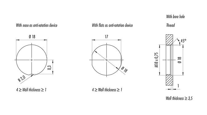 Assembly instructions / Panel cut-out 99 4174 90 08 - M16 Female panel mount connector, Contacts: 8, shieldable, THR, IP67