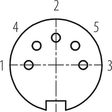 联系安排 (外掛程式側) M16 孔头法兰座, 极数: 5 (05-b), 非屏蔽, 焊接, IP67, UL 2238, M18x0,75, 後壁安裝